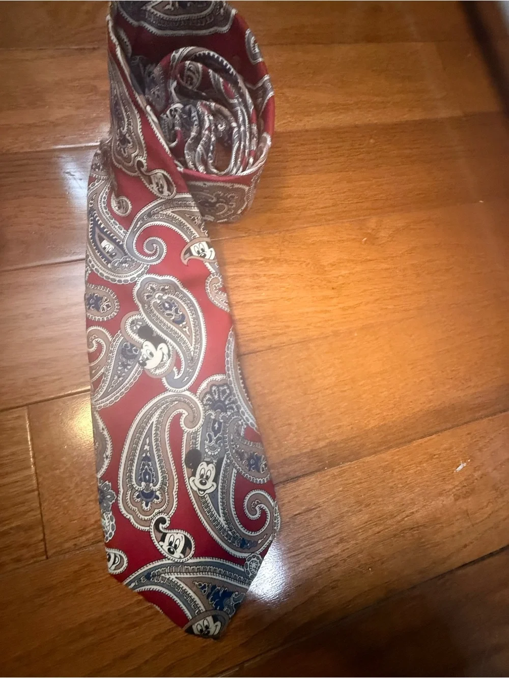Disney Burgundy Paisley Tie with Mickey Accents